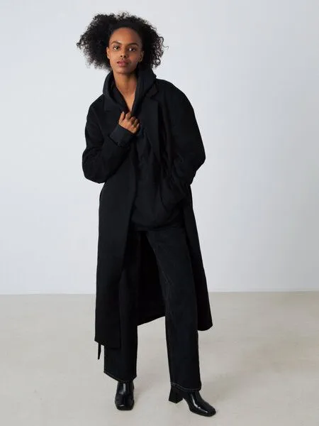 Honest Basics Honest Basics Damen Mantel aus recycelter Wolle, Schwarz, – Produktbild 4 von 6
