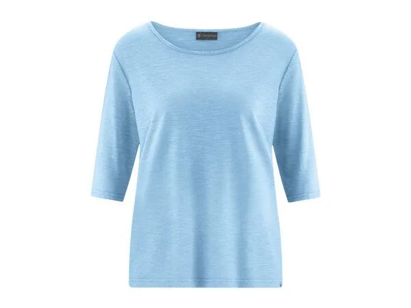 HempAge Hempage Damen Halbarm T-Shirt Hanf/Biobaumwolle, Glacier(blau), – Produktbild 3 von 4