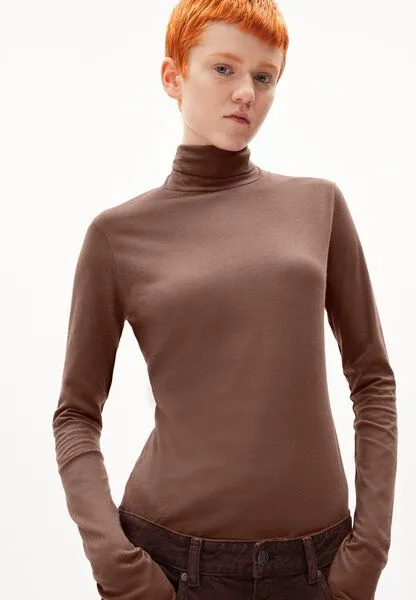 ARMEDANGELS ARMEDANGELS GRAZILIAA SOFT - Damen Longsleeve Slim Fit aus Bio-Baumwolle, Deep brown, – Produktbild 3 von 4