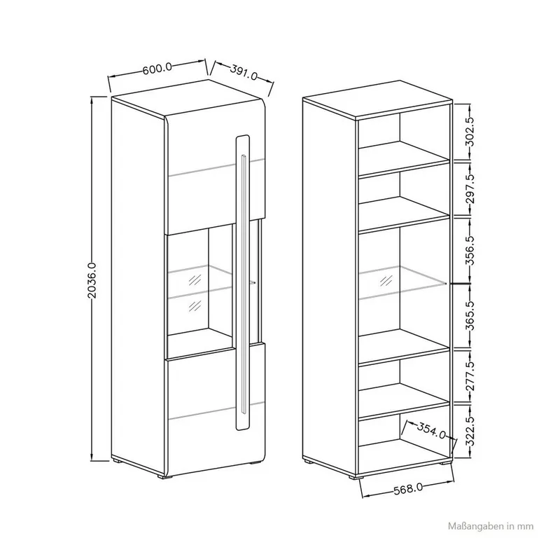 Lomadox Wohnwand TURDA-83, (5-St), moderner Stil inkl. LED Beleuchtung und Couchtisch, Weiß, – Produktbild 4 von 5