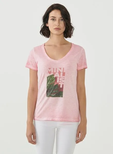 ORGANICATION ORGANICATION Cold Pigment Dyed T-Shirt aus Bio-Baumwolle mit Print, Carnation pink, – Produktbild 1 von 4