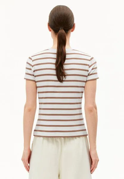 ARMEDANGELS ARMEDANGELS KARDAA STRIPES Damen Ripp-T-Shirt aus Bio-Baumwoll Mix, White-pale umber, – Produktbild 2 von 4