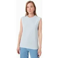 ORGANICATION ORGANICATION Top aus Bio-Baumwolle und Leinen, Niagara blue, – Produktbild 1 von 1
