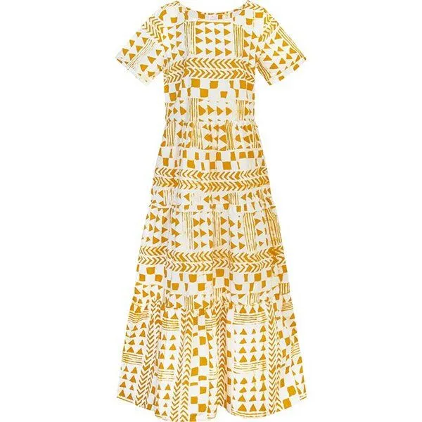 Global Mamas Global Mamas Bio Kleid - LONG TIERED BOHO - Adobe Gold – Produktbild 1 von 3