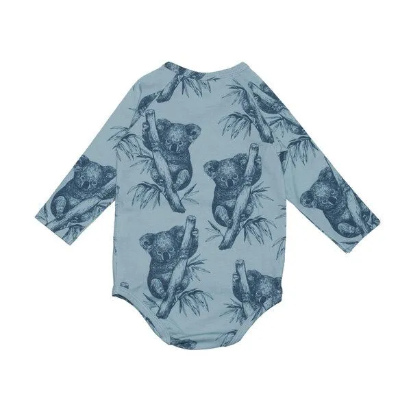 Walkiddy Walkiddy Baby Langarm Wickelbody GOTS & Bio, Blau mit koala print, – Produktbild 2 von 2