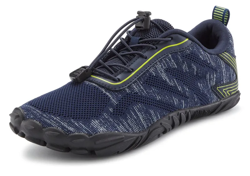 John Devin John Devin Freizeitschuh, Halbschuh, Turnschuh, Barfußschuh Sneaker mit elastischen Bändern für schnelles Reinschlüpfen, Unisex VEGAN, Blau|gelb, – Produktbild 1 von 5