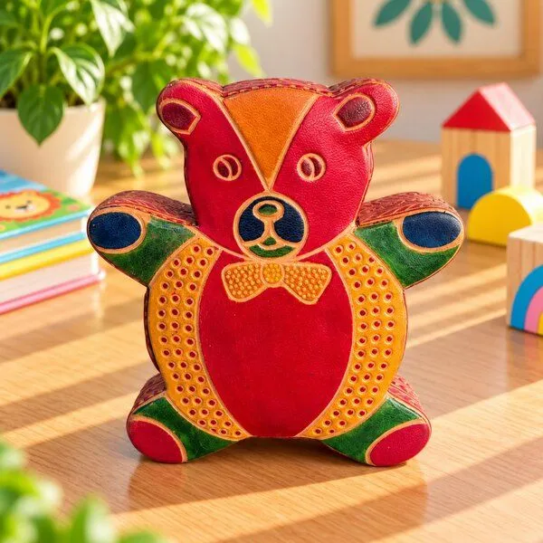 Janselo Teddybär Kinder-Spardose aus Shanti-Leder – Produktbild 1 von 4