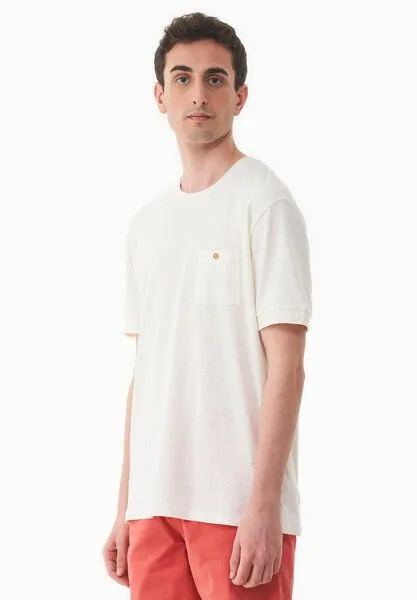 ORGANICATION ORGANICATION T-Shirt aus Bio-Baumwolle und Leinen mit Brusttasche, Off white, – Produktbild 4 von 4