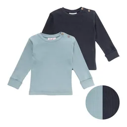 People Wear Organic People Wear Organic Langarmshirt, 2er Pack, uni blau und dunkelblau, Bio-Baumwolle – Produktbild 1 von 1