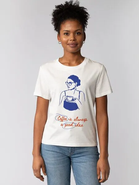 watapparel watapparel T-Shirt Frauen Coffee is a good idea, Off white, – Produktbild 1 von 4