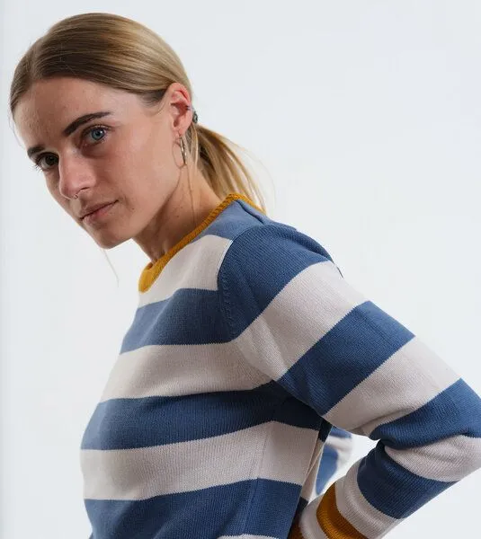 Gary Mash GARY MASH Strickpullover Anoka aus Biobaumwolle, Blockstreifen (blau), – Produktbild 4 von 4