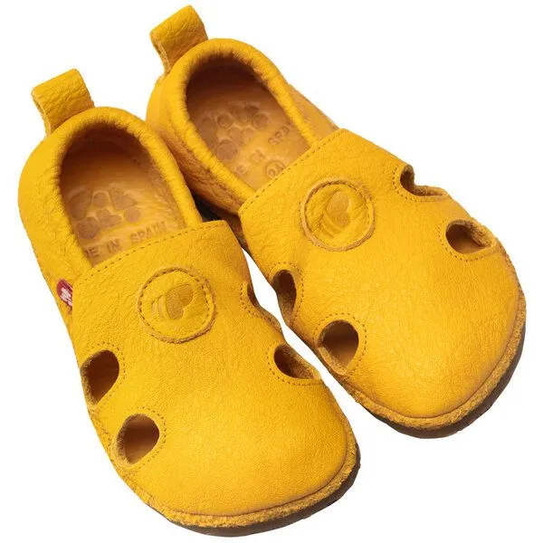 Pololo Pololo Barfußschuh "Sommer" aus pflanzlich gegerbtem Leder mit Gummisohle, Größen 20-34, Gelb, – Produktbild 1 von 4