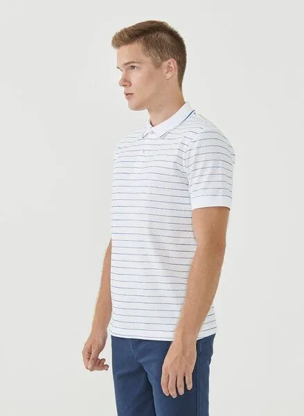 ORGANICATION ORGANICATION Gestreiftes Poloshirt aus Bio-Baumwolle, White, – Produktbild 3 von 4
