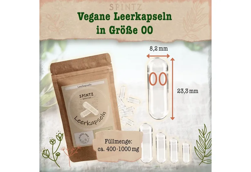 SPINTZ Vegane HPMC Leerkapseln #00 100 Stk. Nach Anwendung, 1 er 100 St., 12.5 g – Produktbild 4 von 5