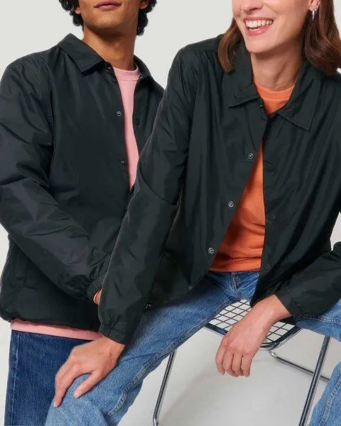YTWOO YTWOO Coacher Jacke für Sie & Ihn aus recyceltem PET, Übergangsjacke mit Knöpfen, Schwarz, – Produktbild 1 von 4