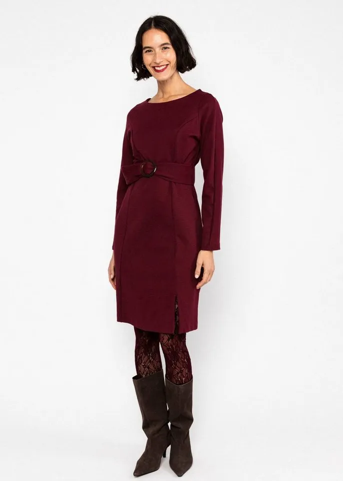 blutsgeschwister blutsgeschwister Etuikleid figurbetontes Etuikleid mit Gürtel und Schlitz für Damen, Rot, – Produktbild 2 von 5