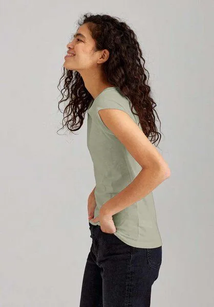 THOKKTHOKK ThokkThokk TT01 Cap Sleeve T-Shirt Damen (GOTS, vegan, Bio-Baumwolle), Desert sage (grau-grün), – Produktbild 1 von 6