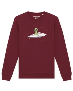 watapparel watapparel Sweatshirt Unisex Alien on a paper plane – Produktbild 1 von 1