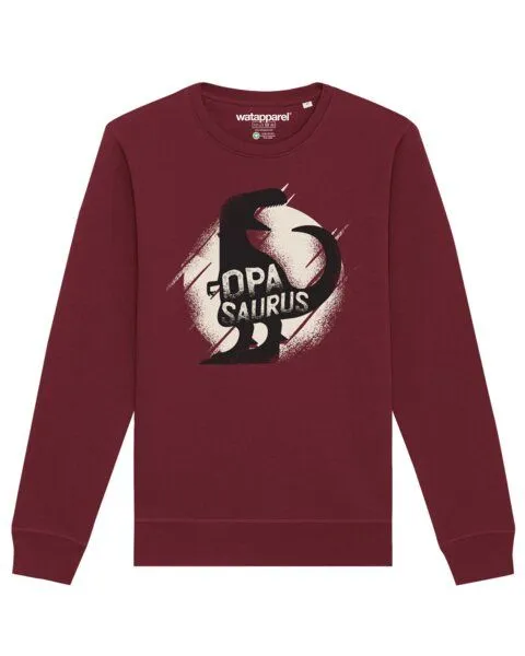 watapparel watapparel Sweatshirt Unisex Opasaurus, Burgundy, – Produktbild 1 von 3