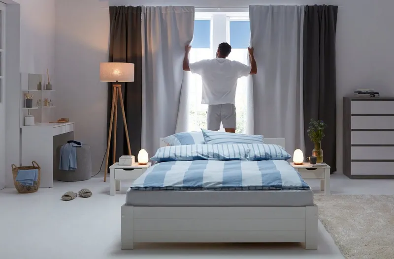 OTTO home Wendebettwäsche Sari in verschiedenen Qualitäten, Flanell, 2 teilig, ab Gr. 135x200 cm, Wendedesign, moderne Bettwäsche mit Streifen, Blau, – Produktbild 6 von 7
