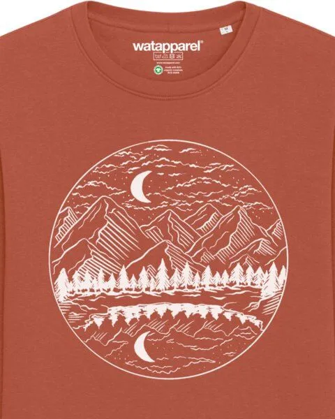 watapparel watapparel Sweatshirt Unisex Mountains by night, Heritage brown, – Produktbild 3 von 4