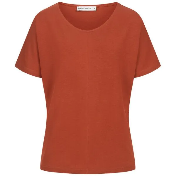 NATIVE SOULS NATIVE SOULS Lyocell Damen V-Neck Shirt Medhu, Burned orange, – Produktbild 1 von 1