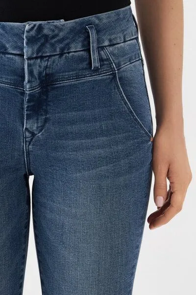 DAWN Damen Jeans SUN UP Powerstretch Design Details DAWN Bio-Baumwolle, Medium blue, – Produktbild 4 von 4