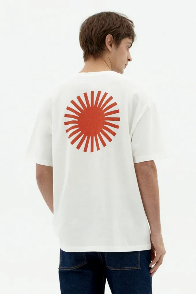 thinking mu Thinking MU Herren vegan T-Shirt Aaron Red Sun Back Print Weiß, Weiß, – Produktbild 2 von 2