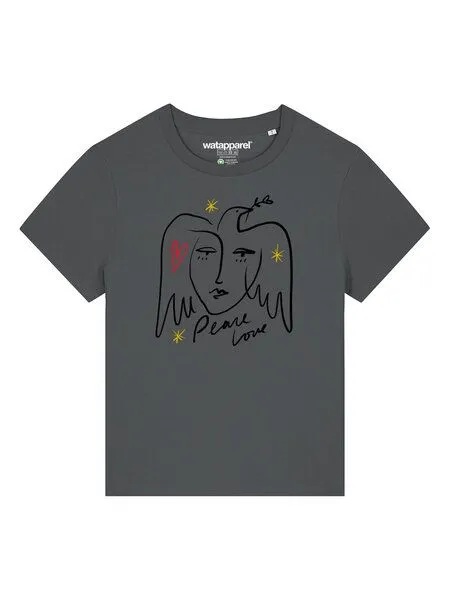 watapparel watapparel T-Shirt Frauen Peace Love, Anthracite, – Produktbild 2 von 4