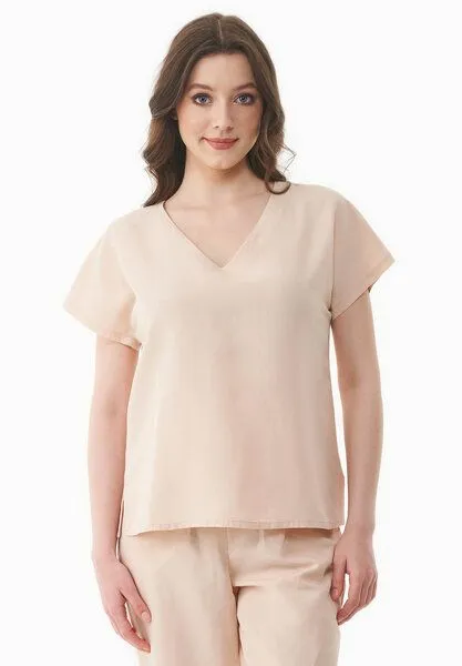 ORGANICATION ORGANICATION Bluse aus TENCEL Lyocell und Leinen, Beige(soft beige), – Produktbild 1 von 4