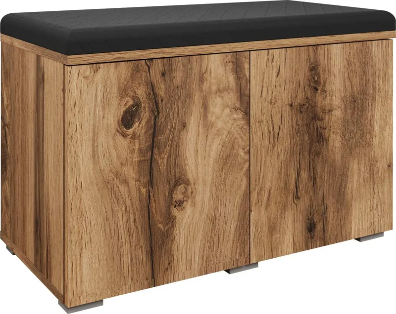 OTTO home Sitzbank Paris (inkl. Sitzkissen), moderne Truhenbank B/T/H 70x35x45, Flurbank mit Sitz aus Kunstleder, Braun, – Produktbild 3 von 5