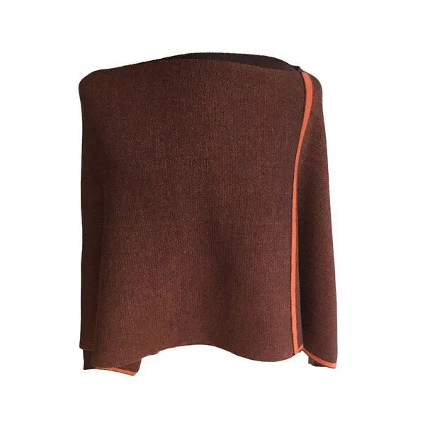 austriandesign.at austriandesign.at DreieckPoncho reversibel dünn aus extrafeiner Merinowolle, Rotbraun/orange, – Produktbild 2 von 3
