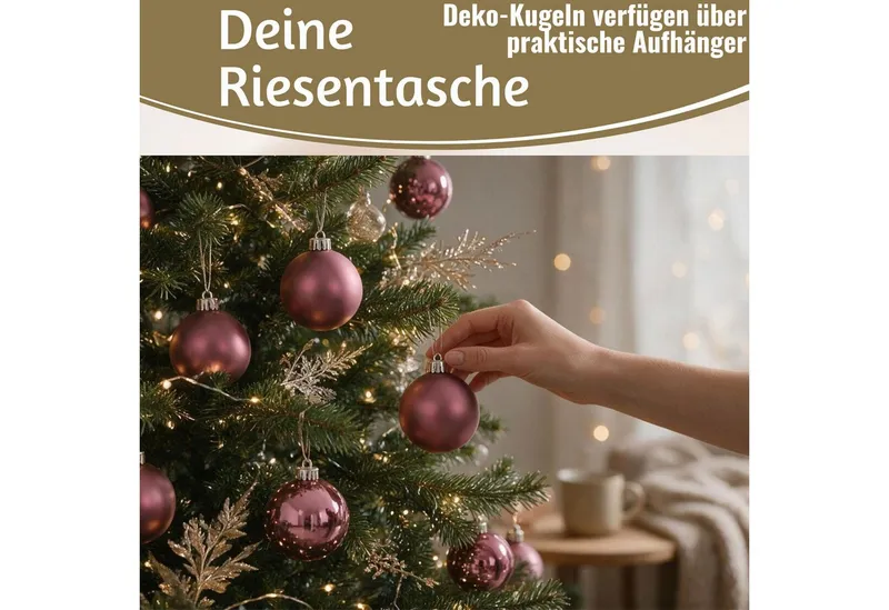 LS-LebenStil Weihnachtsbaumkugel 18-20 Design Glas Weihnachtskugeln 6cm Rosa Dunkelrosa Christbaum Deko (18 St), Edle Weihnachtsdeko Matt / Glänzend Weihnachtsbaumschmuck Deko Kugeln, Rosa, – Produktbild 4 von 5