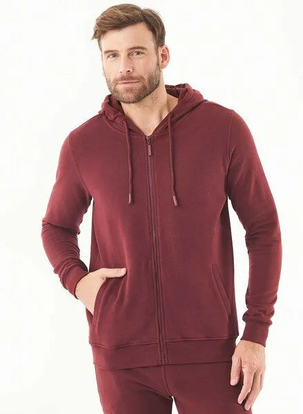 ORGANICATION ORGANICATION Soft Touch Sweatjacke aus Bio-Baumwolle, Rot(bordeaux), – Produktbild 1 von 4