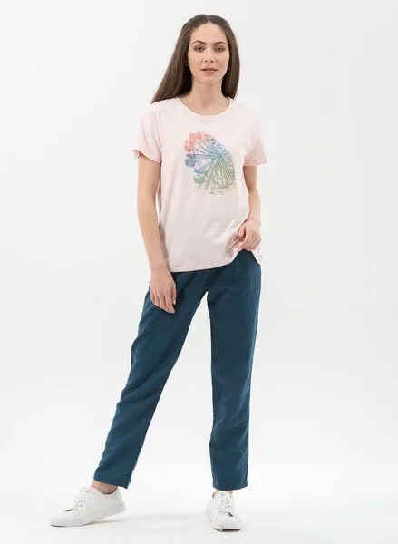 ORGANICATION ORGANICATION T-Shirt aus Bio-Baumwolle mit Riesenrad-Print, Powder, – Produktbild 2 von 4