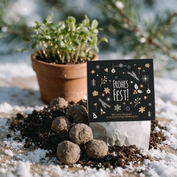 Ideenverlag Hamburg Ideenverlag Hamburg 10 „Frohes Fest“ Samenbomben im Tütchen mit Kaltkeimer-Saatgut + 10 Geschenk Grußkarten – Produktbild 7 von 8