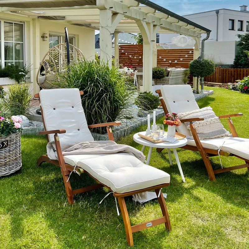 Casaria® Casaria® Gartenliege 2er-Set FSC®-zertifiziert Akazie klappbar 160kg belastbar, Braun, – Produktbild 2 von 2