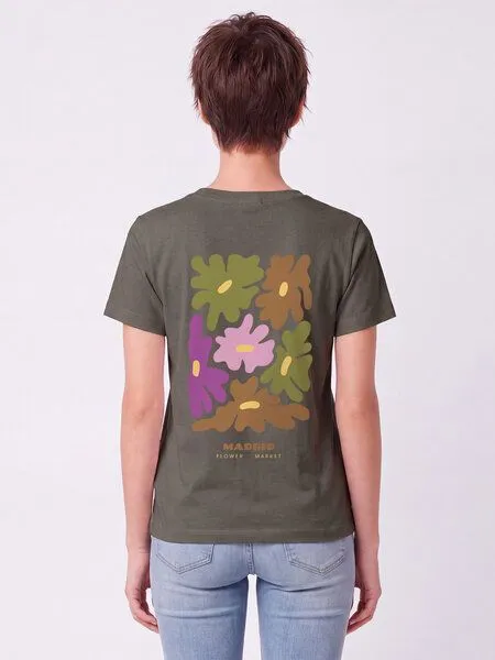 watapparel watapparel T-Shirt Frauen Madrid Flora, Khaki, – Produktbild 2 von 2