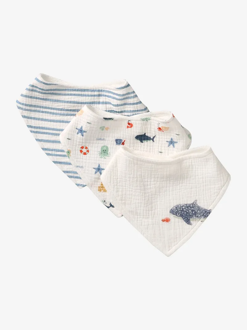 Vertbaudet 3er-Pack Baby Lätzchen, Pack weiß/am meer, – Produktbild 1 von 4