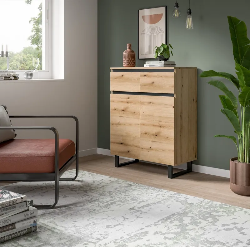 Newroom Sideboard Wildeiche 80 cm, Kommode Wildeiche Elegant Sideboard Highboard Schlafzimmer Anrichte..., Braun, – Produktbild 1 von 5