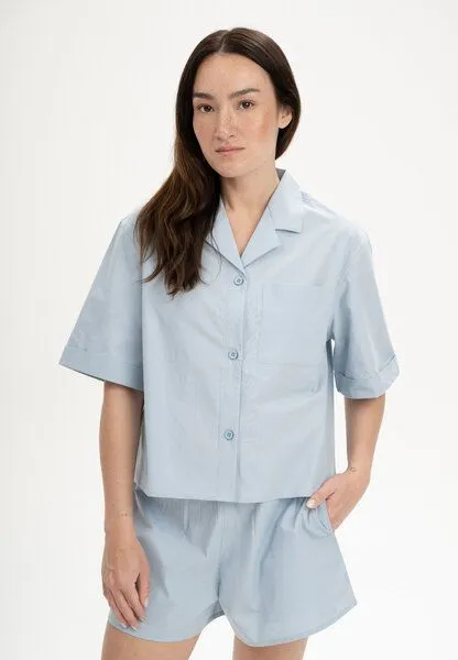 MELA Pyjamahemd kurzärmlig Style HANSIKA | von MELA | Fairtrade & GOTS zertifiziert, Cloudy blue, – Produktbild 1 von 4