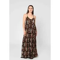 Lovjoi LOVJOI Damen vegan Maxikleid Tapajo Wild Cats, Hellbraun, – Produktbild 1 von 1