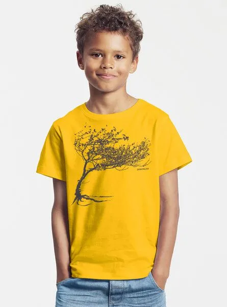 Peaces.bio - handbedruckte Biomode Peaces.bio - handbedruckte Biomode Bio-Kinder T-Shirt Windy Tree, Gelb, – Produktbild 3 von 3