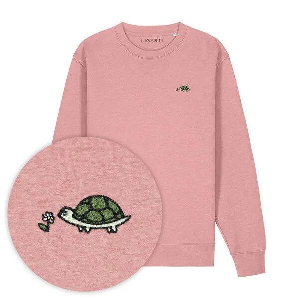 LIGARTI Bestickter Pullover – Lars die Schildkröte – LIGARTI Tiermanufaktur, Altrosa, – Produktbild 1 von 3