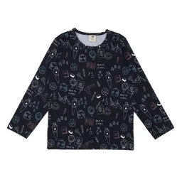 Walkiddy Kinder Langarmshirt GOTS zertifiziert – Bio-Baumwolle, Dunkelblau mit feinem Muster, weich & bequem, alltagstauglich | Walkiddy – Produktbild 1 von 1