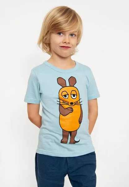 LOGOSH!RT LOGOSH!RT Die Sendung mit der Maus Die Maus Kinder Bio T-Shirt, Hellblau, – Produktbild 4 von 4