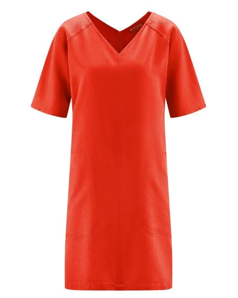 HempAge HempAge Kurzarm-Kleid 100% Lyocell (auf Hanf-Basis) Casual Fit, Magna (rot), – Produktbild 3 von 4