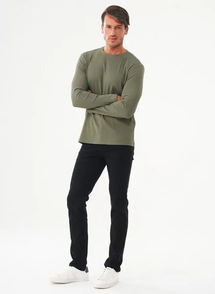 ORGANICATION ORGANICATION Geripptes Langarmshirt aus Bio-Baumwolle, Khaki, – Produktbild 2 von 4