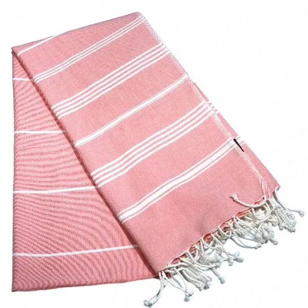 Karawan authentic Karawan authentic Fouta HAMMAM (Peshtamal) aus Bio-Baumwolle, 100 x 200cm, Koralle (rosa), – Produktbild 4 von 4