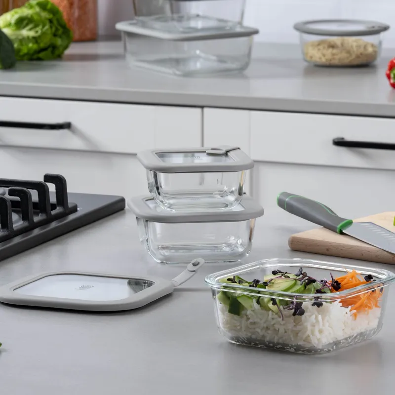 Chefkoch trifft Fackelmann Chefkoch trifft Fackelmann Set Vorratsgläser "Alles aus Glas", viereckig, 3-tlg. – Produktbild 2 von 2